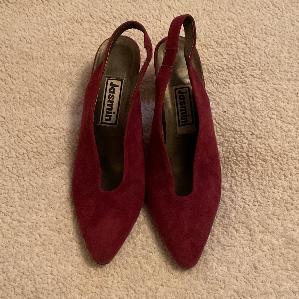 Jasmin vintage Women's Burgundy suede Slingback Heels